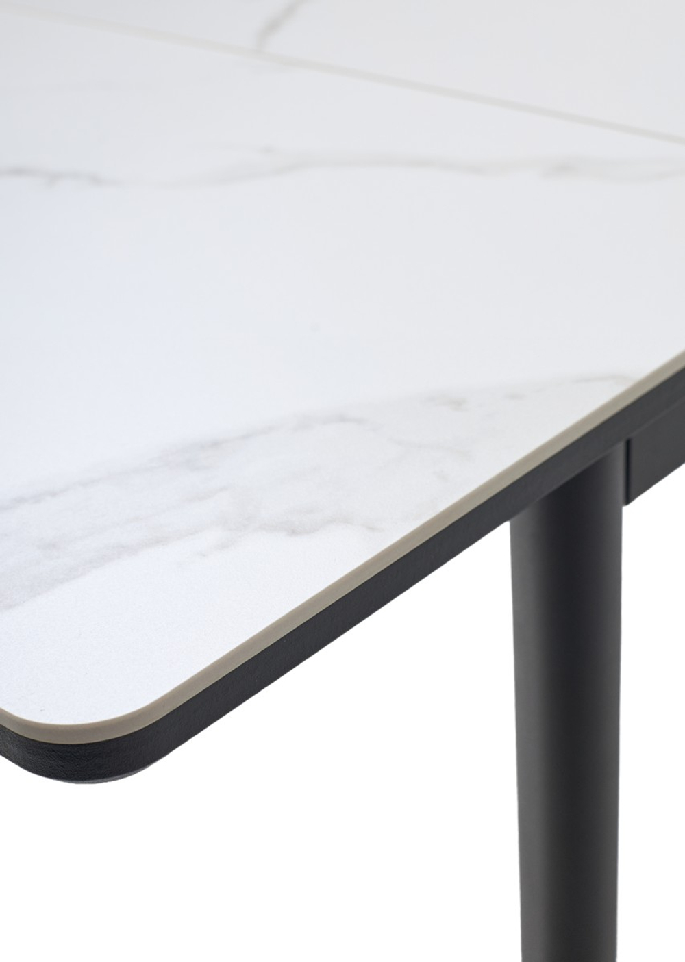 Стол М-City DISAUR Тет-А-Тет 110 Белый мрамор, керамика, Черный каркас