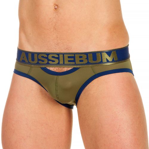 Трусы мужские джоки хаки с темно-синей окантовкой AussieBum