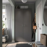 Дверь с петлями - FORSAND IKEA/ФОРСАНД ИКЕА, 195х50 см,  серый