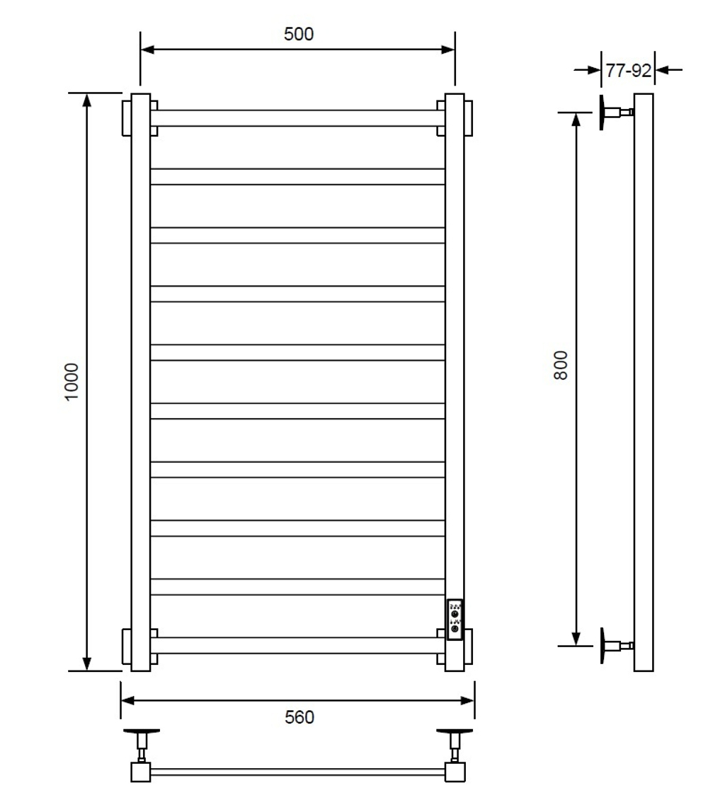 Полотенцесушитель электрический с/т Comfysan Roma-K EC-10 100/50, хром