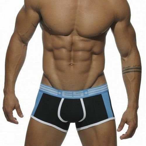 Мужские трусы боксеры черные с голубой резинкой ES Collection