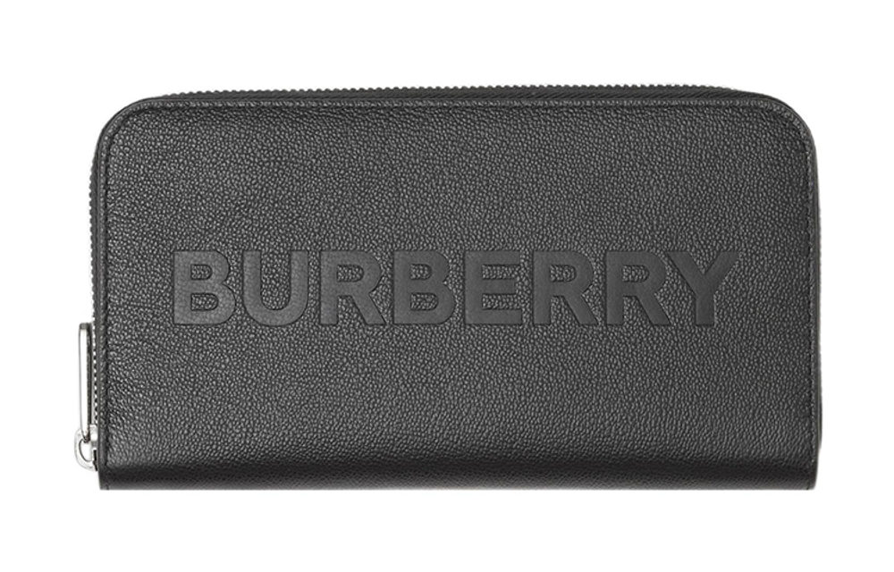 Burberry Zip Closure Leather Wallet Men"s Black
