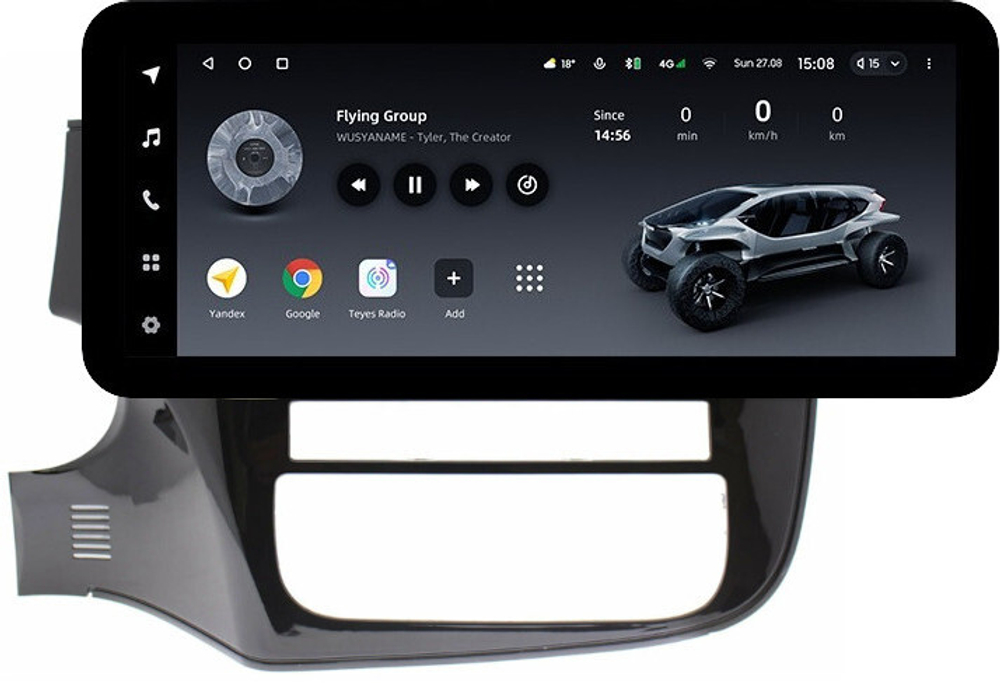 Магнитола Mitsubishi Outlander 3 2012-2022 (левый руль, рамка 10) - Teyes LUX ONE ROUND монитор 12.3" 2K QLED на Android 10, CarPlay, 4G SIM-слот