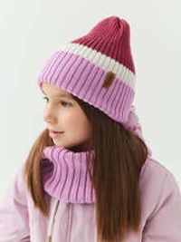 Снуд из смесовой шерсти "Сирень" вертикальная вязка