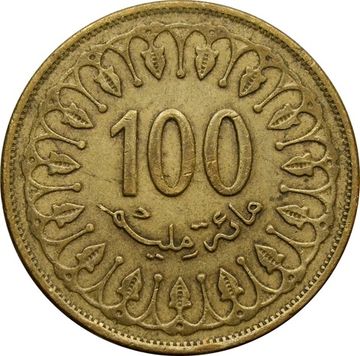 100 миллимов 1960-2018 Тунис