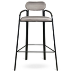 Стул барный Ror, round, велюр, черный/серый