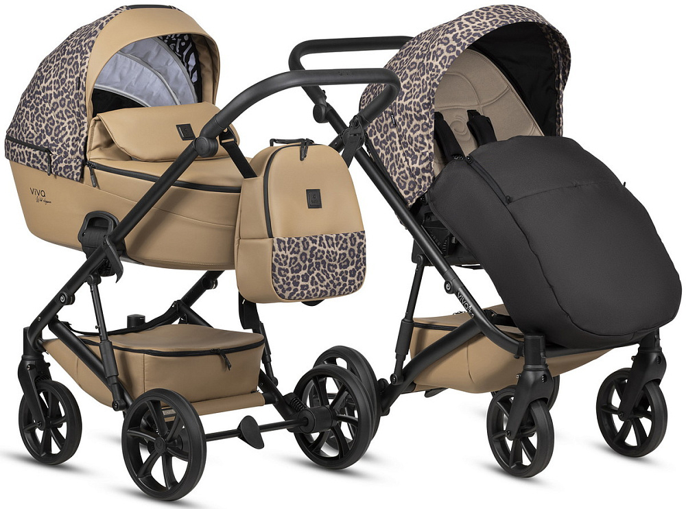 Детская коляска Tutis Viva 6 Plus Wild Elegance 3 в 1 с автокреслом Elo Lux EduSky Black Savannah Brown