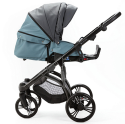 Детская коляска Adamex Lanti Deluxe 2 в 1 LN-SD42 (Т. СЕРАЯ. КОЖА + СЕРО-ГОЛУБ.КОЖА)