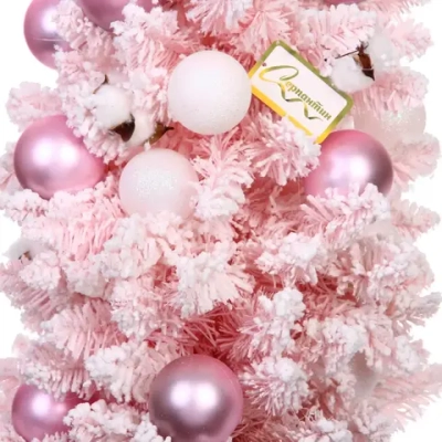 Елка декоративная «Нежность» 90 см, ПВХ с белым напылением (136 веток), Розовый