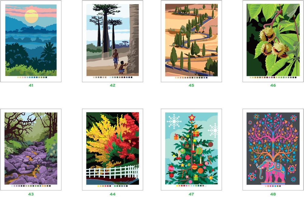 Раскраска по номерам Coloriages mysteres Disney Arbres du monde - Деревья Мира / 9782376715245