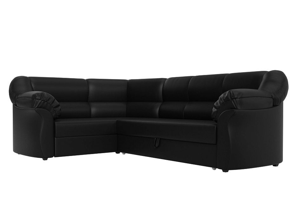 Диван угловой Карнелла левый угол, Черный, Экокожа, 29433L