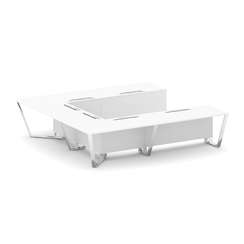 Steel Meet Стол переговорный П-образный MDK-PR.B.SP-11P Белый Бриллиант/Нержавеющая Сталь/Хром 3200*