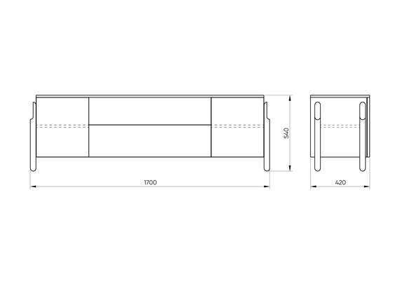 Тумба Basic 2 двери 2 ящика ширина 170 см (светло-серый)