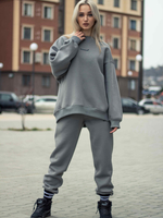 Свитшот женский оверсайз с начесом серый