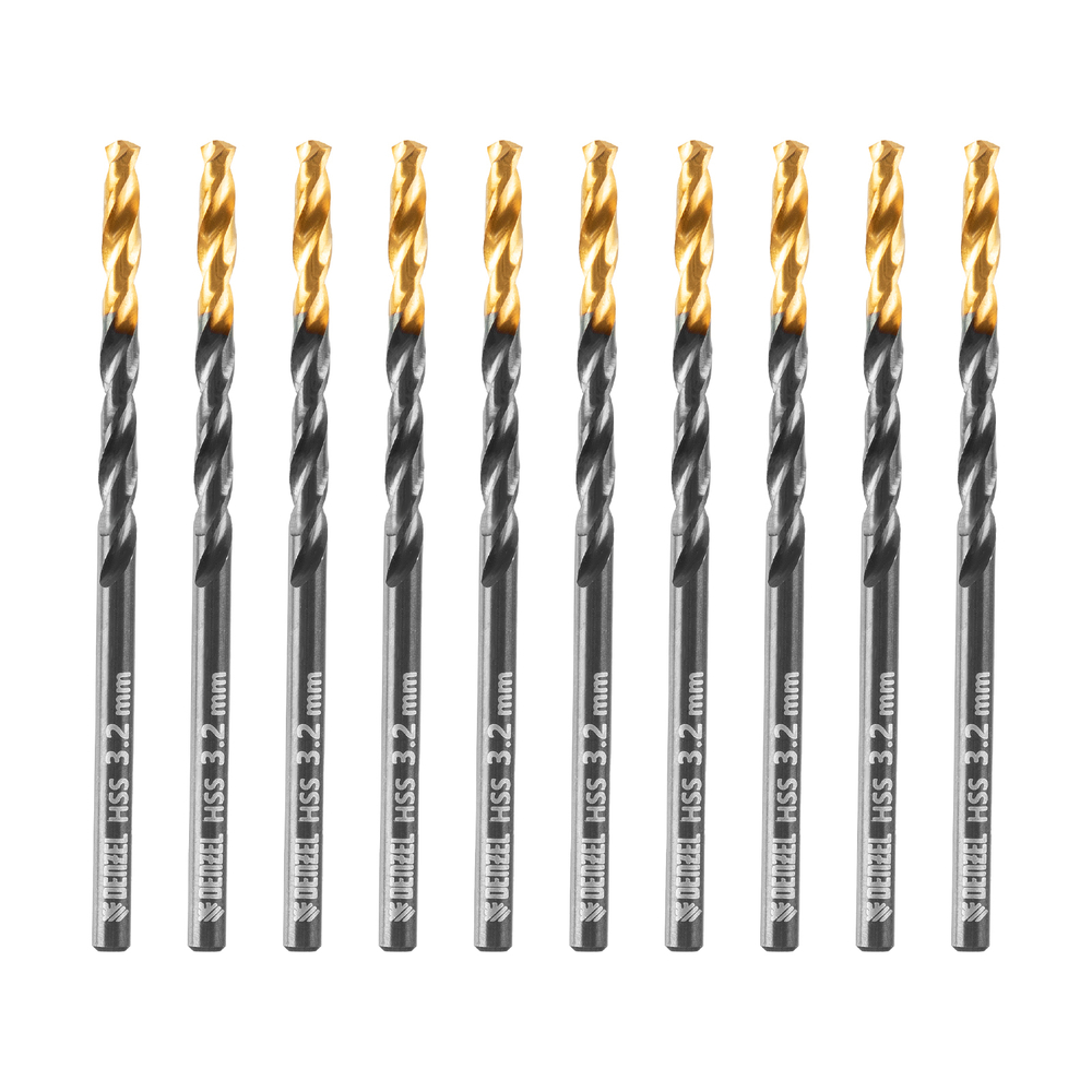 Сверло по металлу, 3,2 мм, HSS-Tin, Golden Tip, 10 шт. Denzel