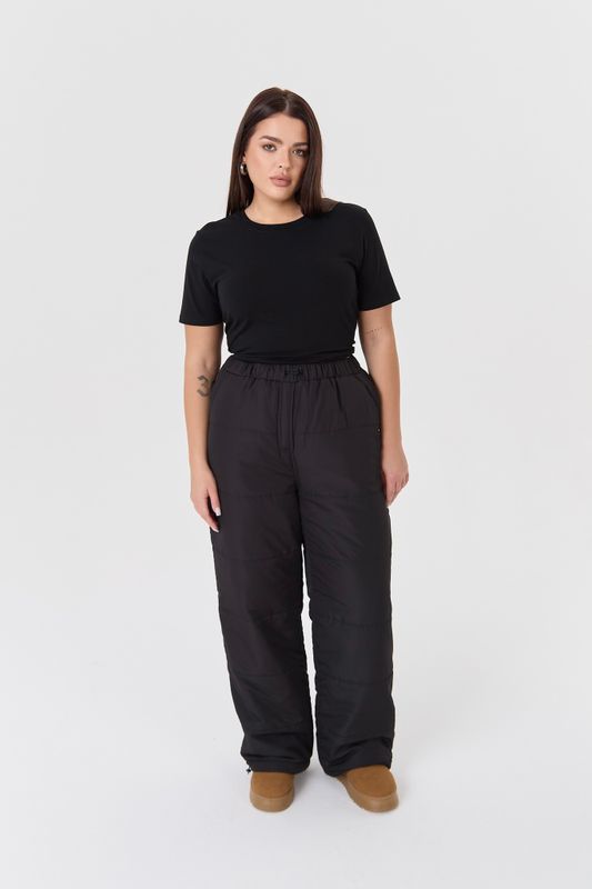 Брюки утепленные на резинке, черный