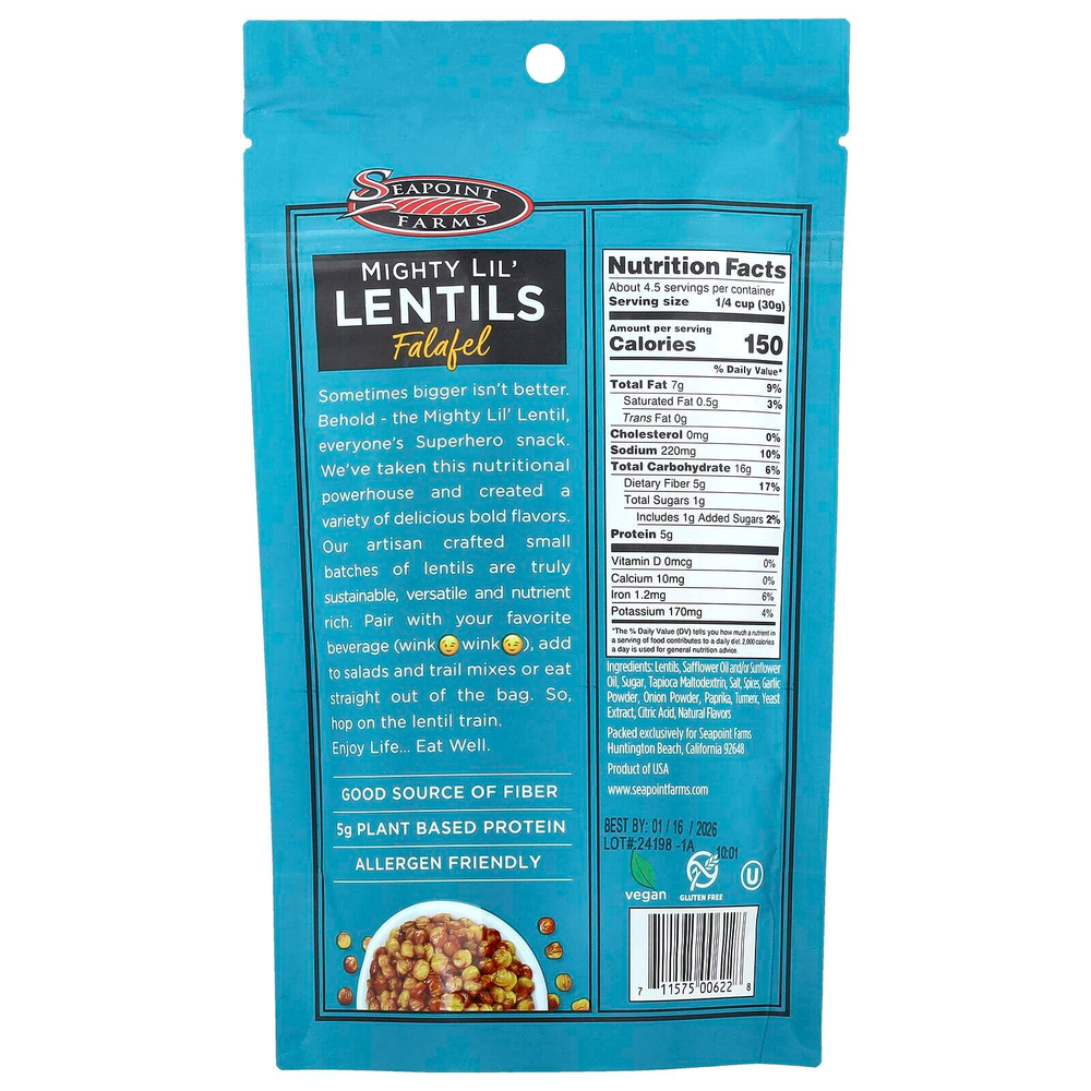 Seapoint Farms, Mighty Lil 'Lentils, Фалафель, 5 унций (142 г)