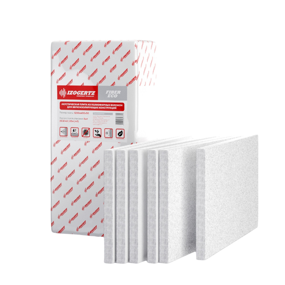 Плита шумопоглощающая Izogertz Fiber Eco 1200x600x50 мм 6 шт