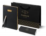 Подарочный набор: Ручка перьевая Parker Jotter Stainless Steel GT и Ежедневник недатированный черный с золотистым срезом
