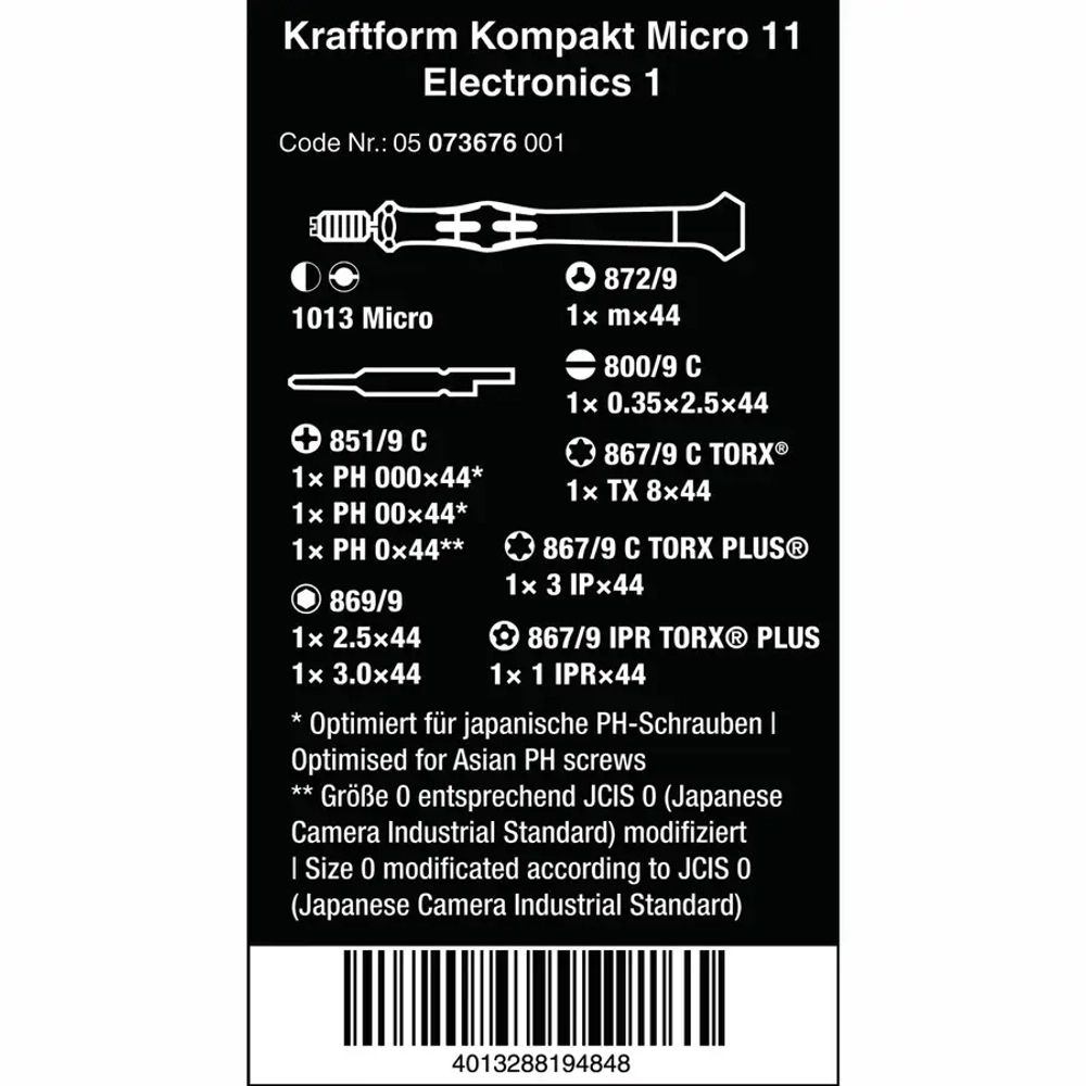 Набор для электроники Kraftform Kompakt Micro 11 Electronics 1 WERA 05073676001