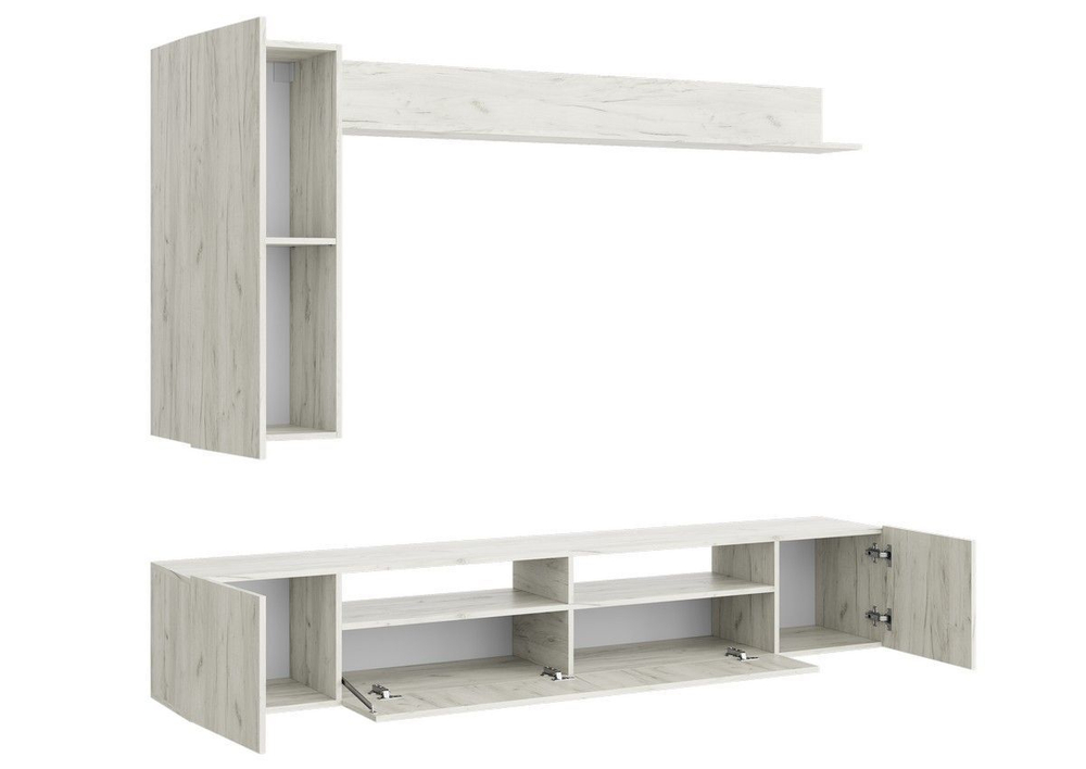 Стенка в гостиную со шкафом Белый/Белый Глянец, Соло-16, 213х35х180 см Стиль