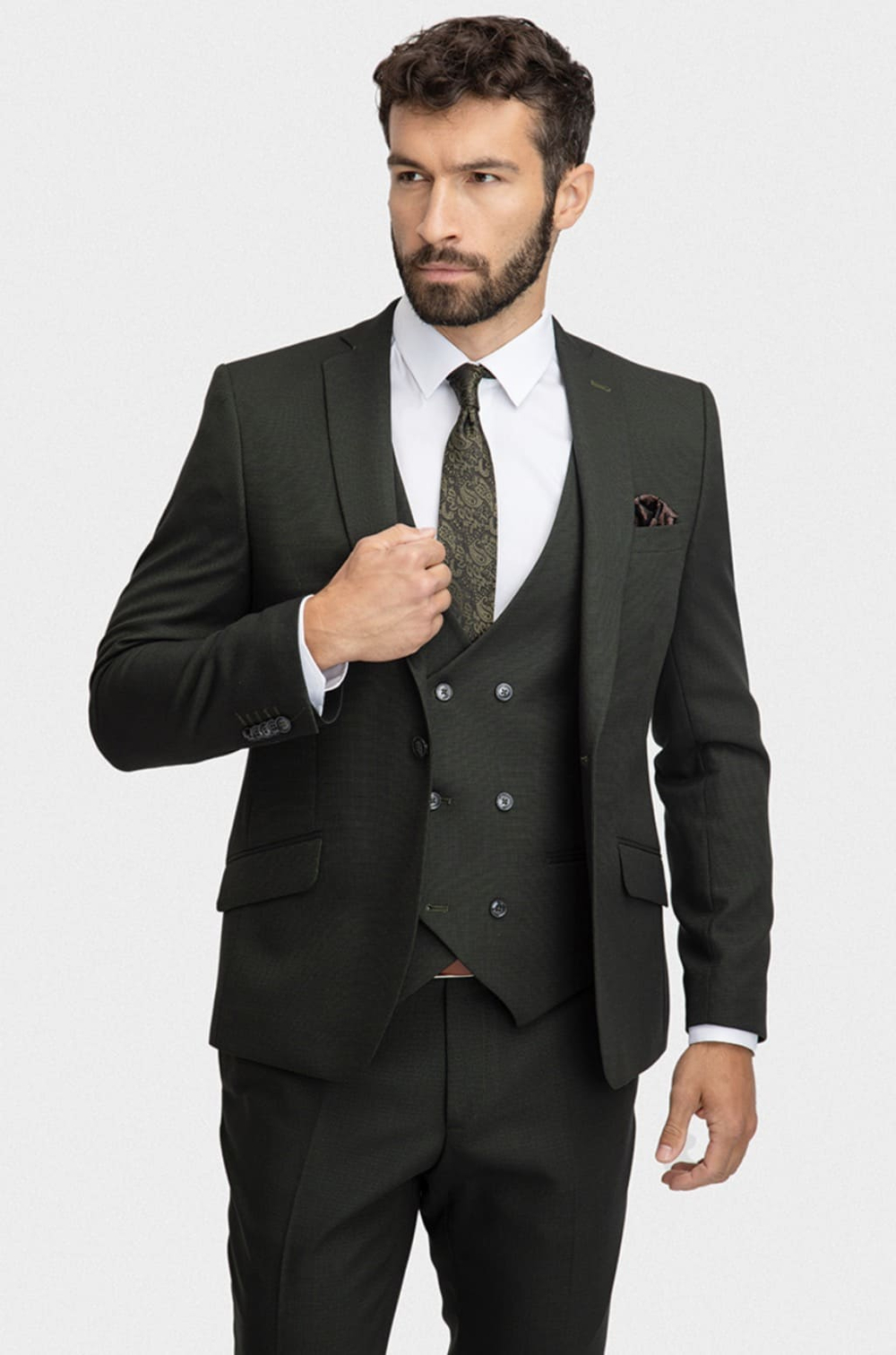 Мужской классический костюм (темно-зеленый) В54