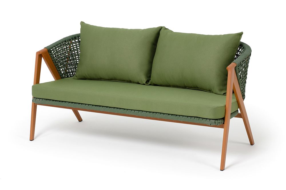 "Амстердам" диван из искусственного ротанга двухместный, цвет зеленый