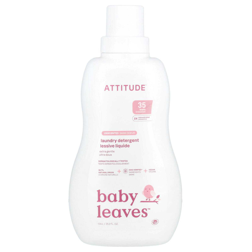 ATTITUDE, Baby Leaves ™, средство для стирки, экстра нежное, без запаха, 1,04 л (35,2 жидк. унц.)