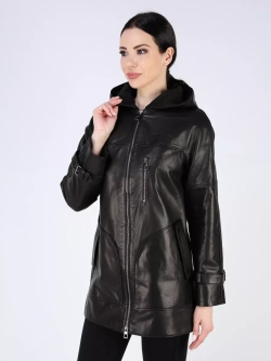 Кожаная куртка демисезонная с капюшоном