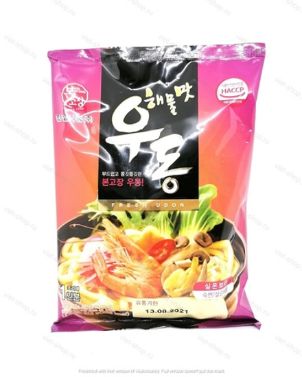 Удон со вкусом морепродуктов Seafood Flavor Fresh Udon, 212 гр.