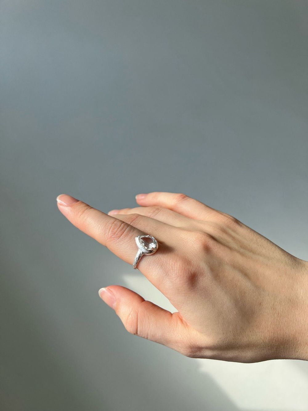 Кольцо Crystal Drop с горным хрусталем, бронза с покрытием серебром