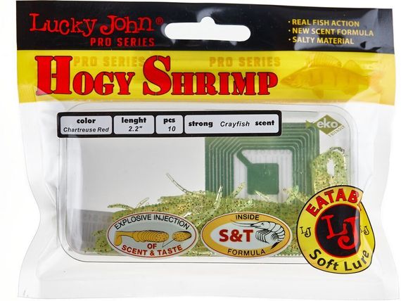 Виброхвосты съедобные LJ Pro Series HOGY SHRIMP 2,2in (5,6 см), цв. S15, 10 шт.