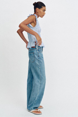 ZARA ТОП В ПОЛОСКУ ИЗ ЭЛАСТИЧНОЙ ТКАНИ, СИНИЙ/БЕЛЫЙ