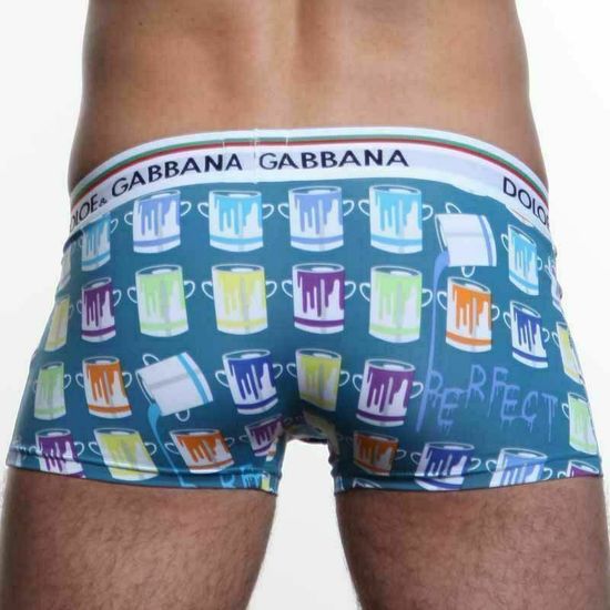 Мужские трусы боксеры голубые с рисунком "кружки" Doloe Gabbana Colorful Mugs Blue