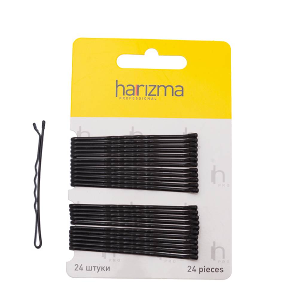 Невидимки-волна Harizma h10536-15, черные, 60 мм (24 шт)
