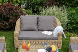 "Кон Панна" диван из искусственного ротанга двухместный, цвет соломенный