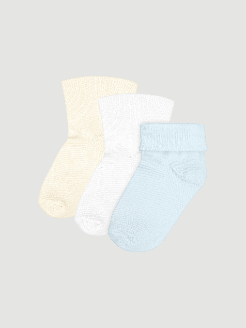 Носки детские с отворотом Mjölk Blue/White/Ecru, сет из 3х