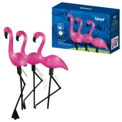 USL-S-833-PM530 FLAMINGO SET3 Садовый светильник на солнечной батарее Фламинго. в комплекте из 3 штук. 6 светодиодов. Белый свет. 1xАA Ni-Mh аккумулятор в-к. IP44. TM Uniel