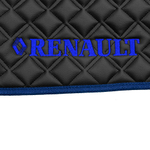 Ковры RENAULT T (автомат) (экокожа, черный, синий кант, синяя вышивка)