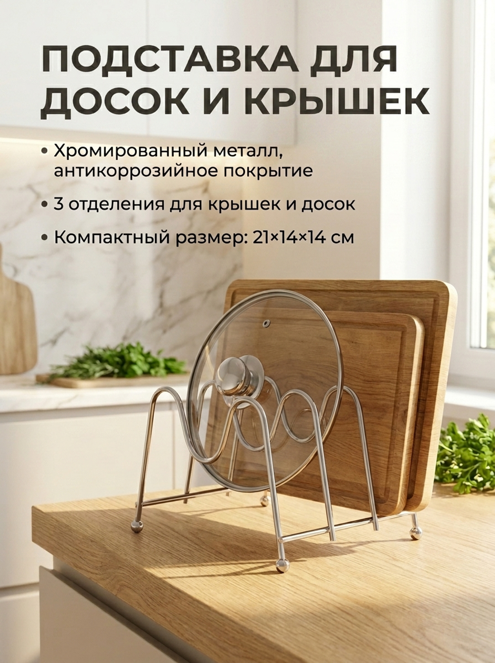 Подставка для досок и крышек 3секции 14*21*14см Селфи