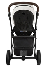 Детская коляска Roan Esso Кожа 3 в 1 с автокреслом Tutis Elo Lux EduSky Black ESSK/215/1 White/Black/руч.Тем.коричневый