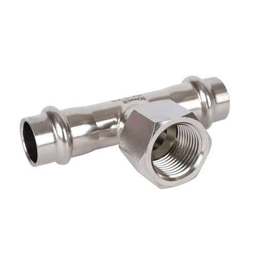 Тройник с переходом на внутреннюю резьбу ROMMER - 35 x 1/2" (прессовой, для труб из нерж.стали)