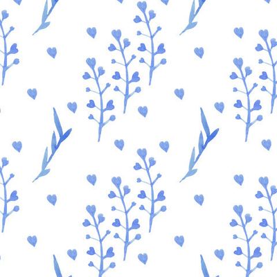 Buy fabric watercolor blade of grass blue white