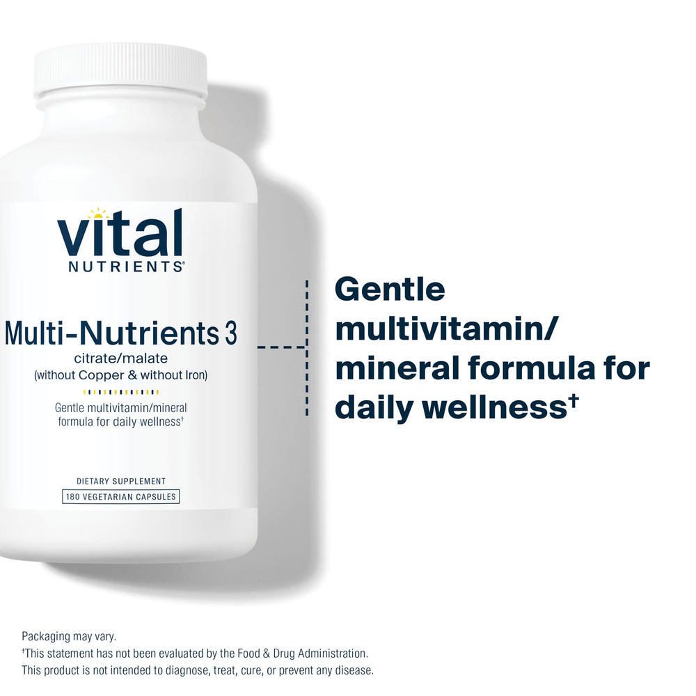 Vital Nutrients, мультипитательный цитрат/малат (без меди и железа), 180 вегетарианских капсул