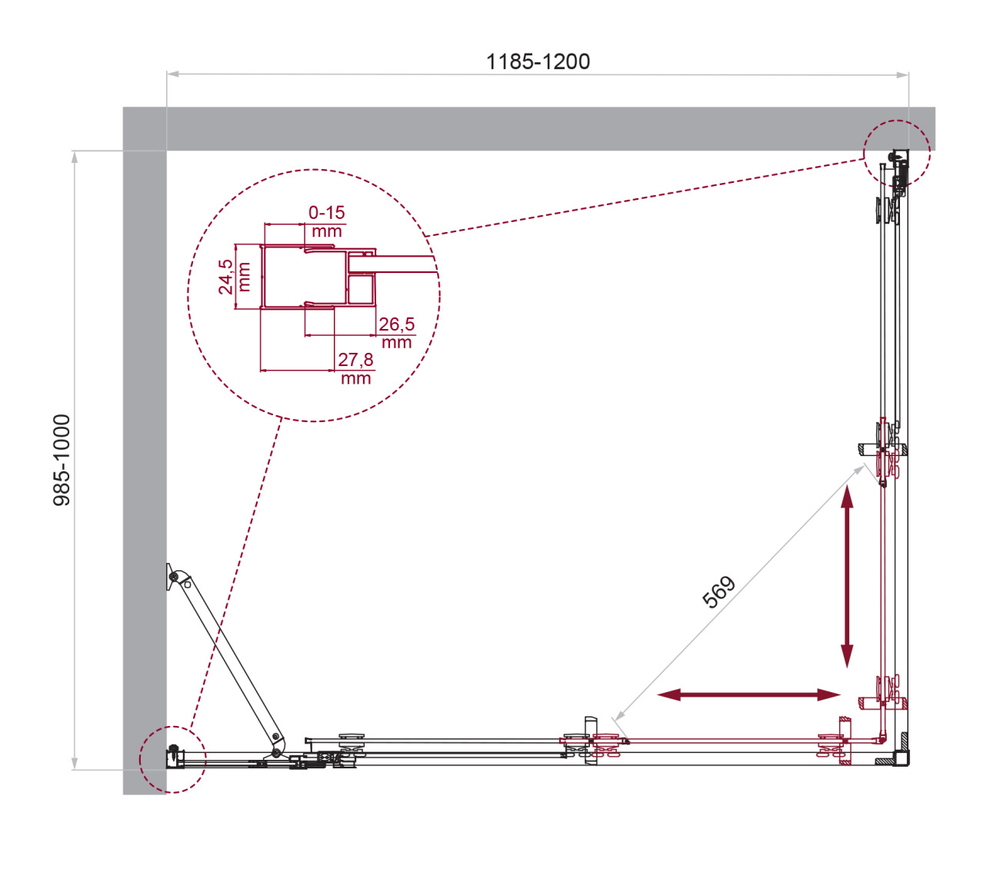 Душевой уголок BelBagno LUCE-AH-21-120/100-C-Cr