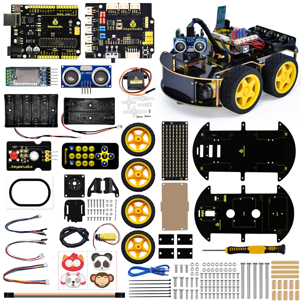 Смарт-автомобиль 4WD с Bluetooth на Arduino, V2.0 светодиодный дисплей