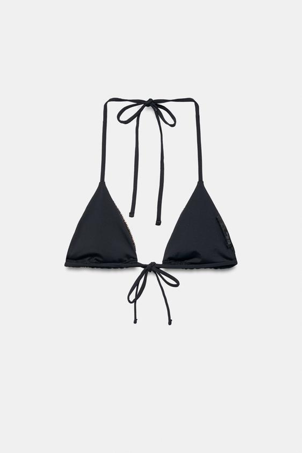 ZARA ТОП-БИКИНИ С ТРЕУГОЛЬНЫМИ ЧАШКАМИ И БУСИНАМИ, ЧЕРНЫЙ
