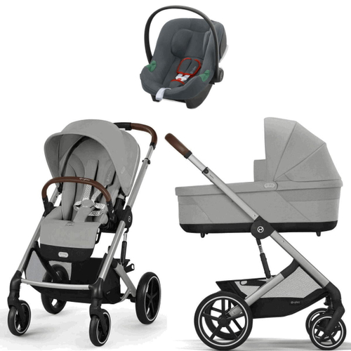Коляска Cybex Balios S Lux SLV complete Aton B2 Steel Grey 3 в 1 Stone Grey с дождевиками
