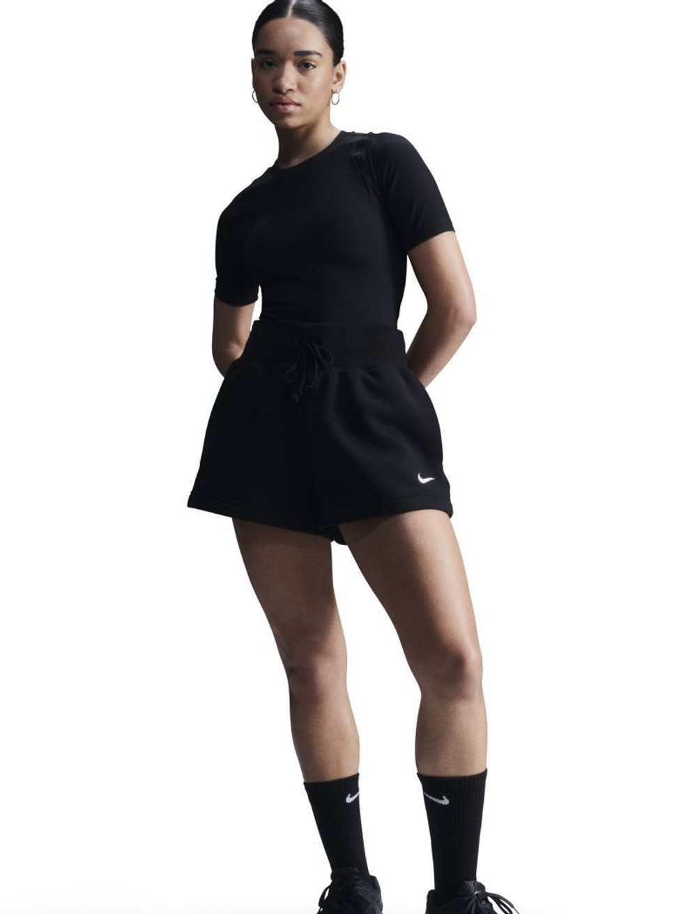 Женские шорты теннисные Nike Sportswear Phoenix Fleece - черный/парус