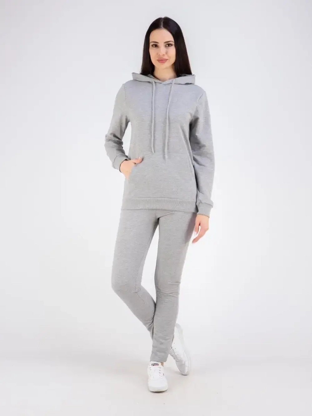 Худи без начеса с капюшоном однотонное модное